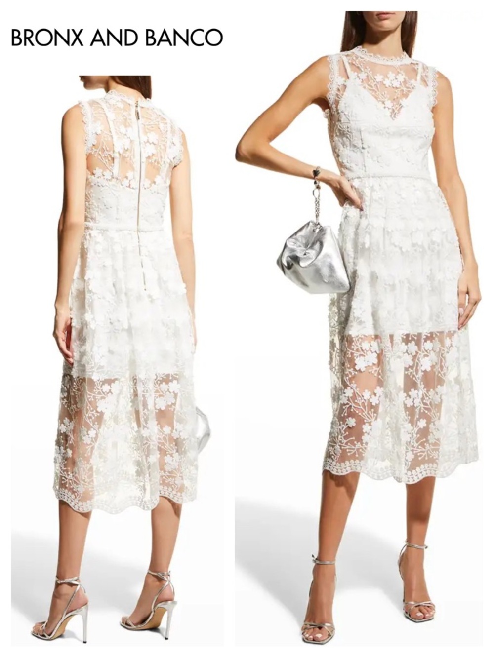 BRONX & BANCO Poppy Floral-Embroidered Illusion Dress